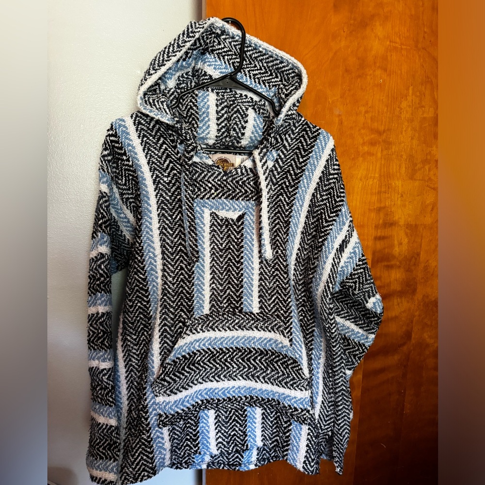 Earth Ragz Baja Joe Mexican Hoodie - Blue Drug Rug Long Sleeve Jacket - S